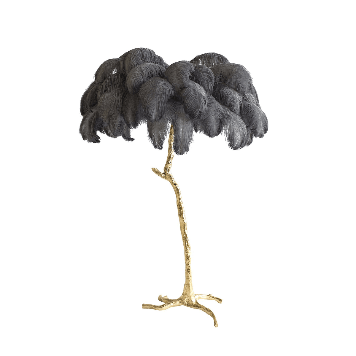 Selis Lampadaire en Laiton avec Plume d'Autruche