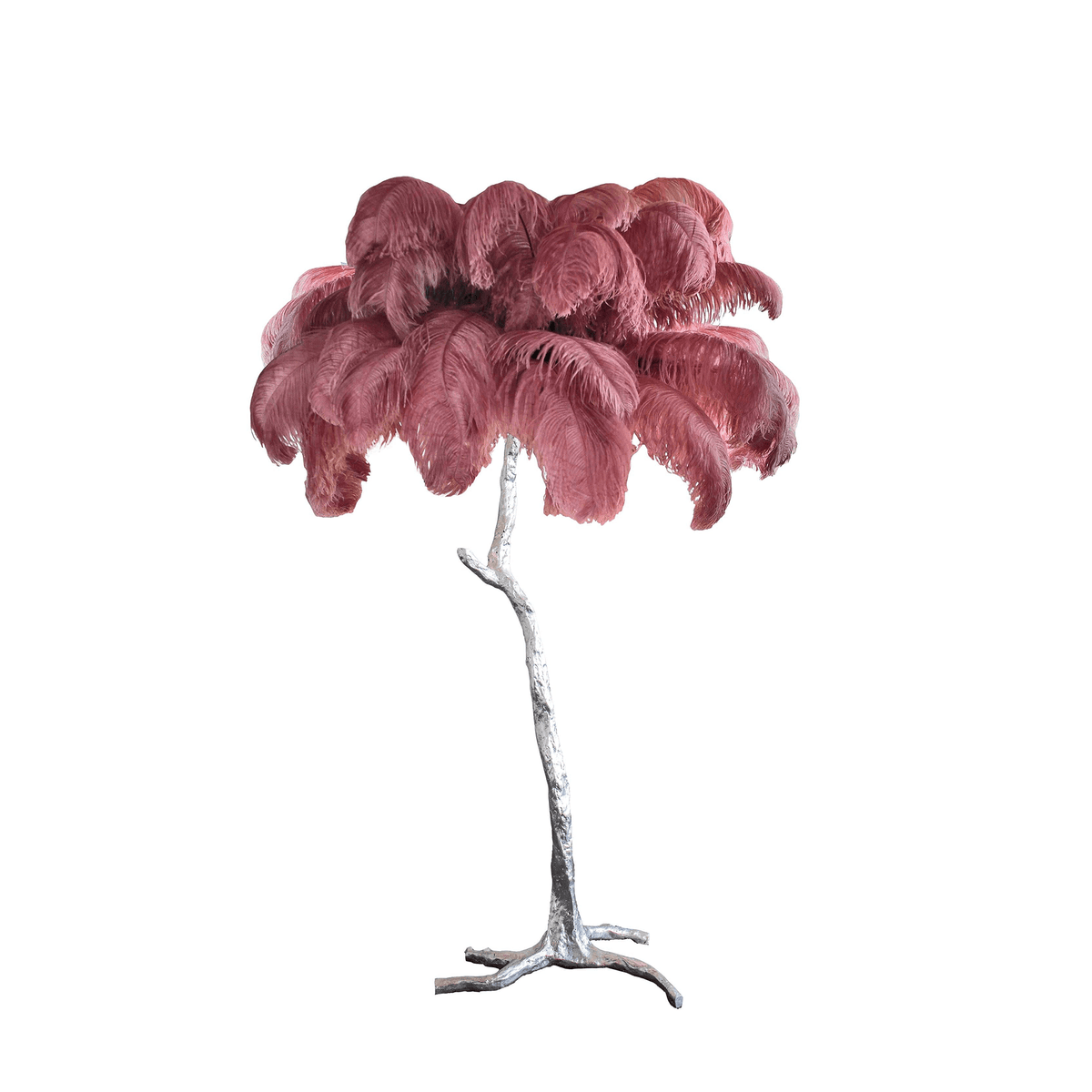 Selis Lampadaire en Laiton avec Plume d'Autruche