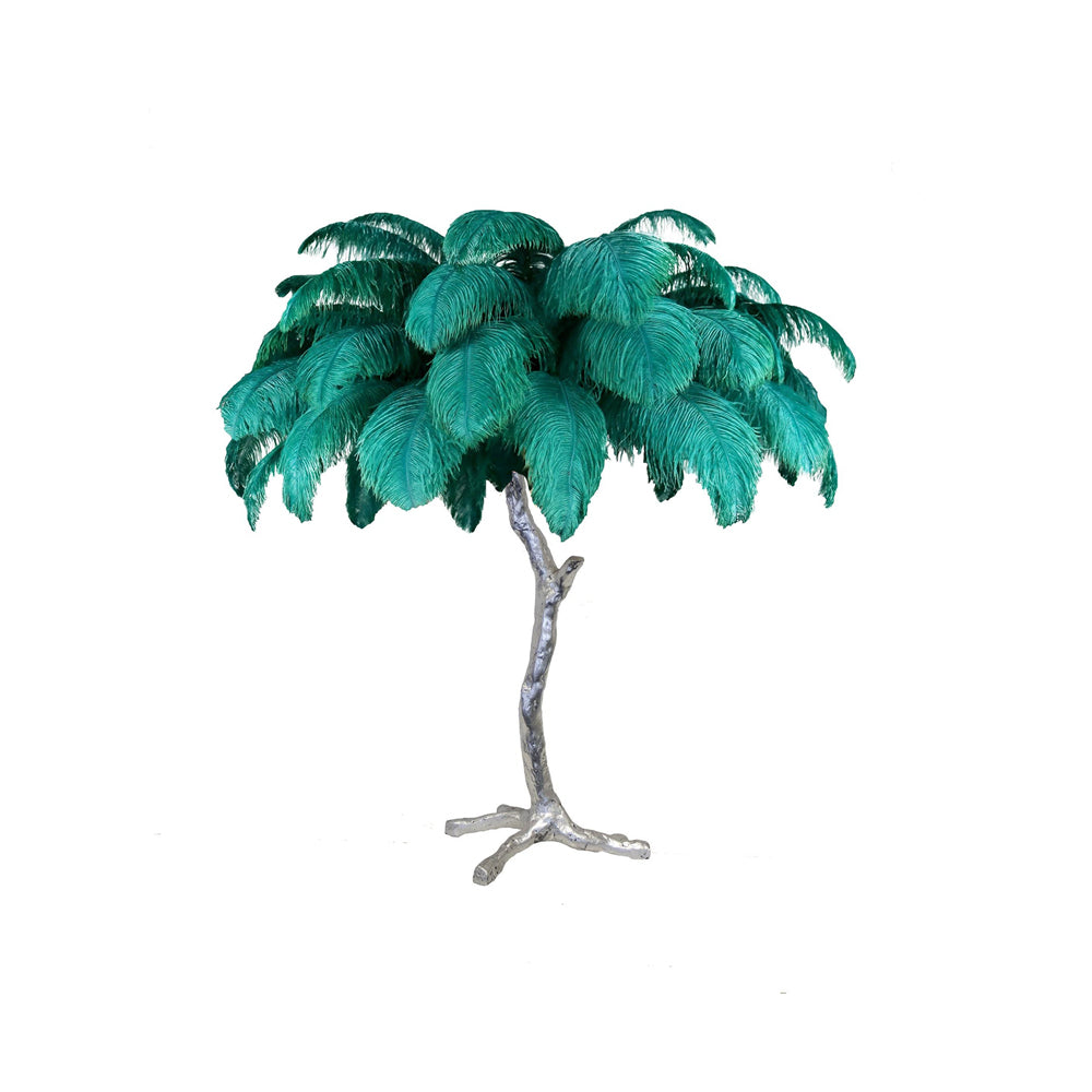 Ostrich Feather Table Lamp-Neutral Decor