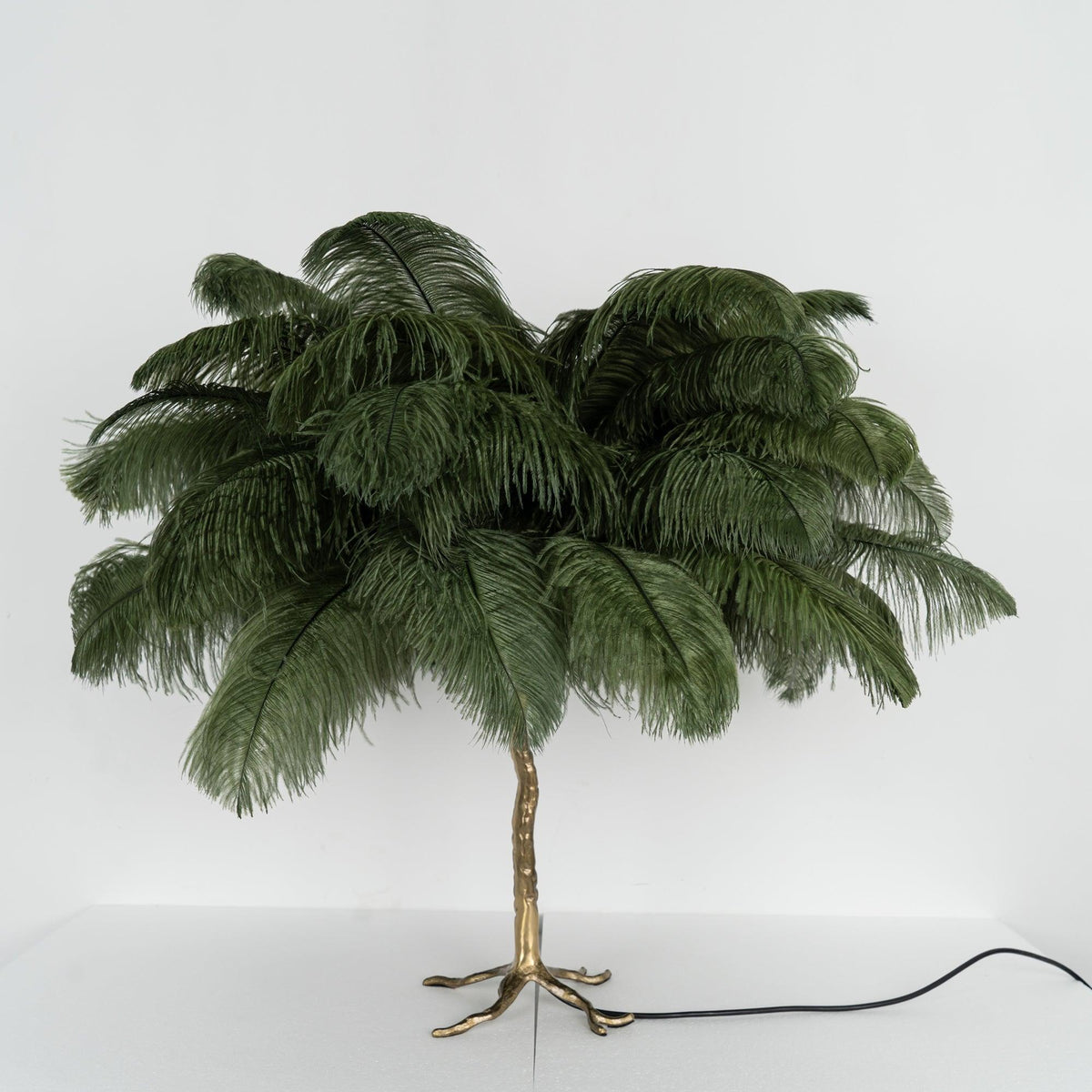 Ostrich Feather Table Lamp-Neutral Decor