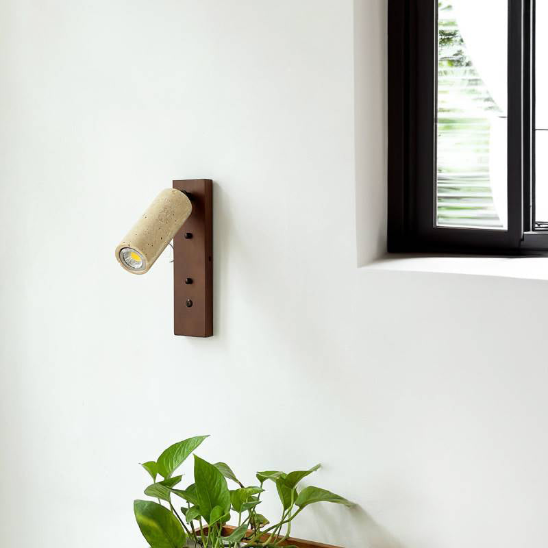 Neptune Wall Lamp Spotlight Yellow Travertine Wood-Neutral Decor