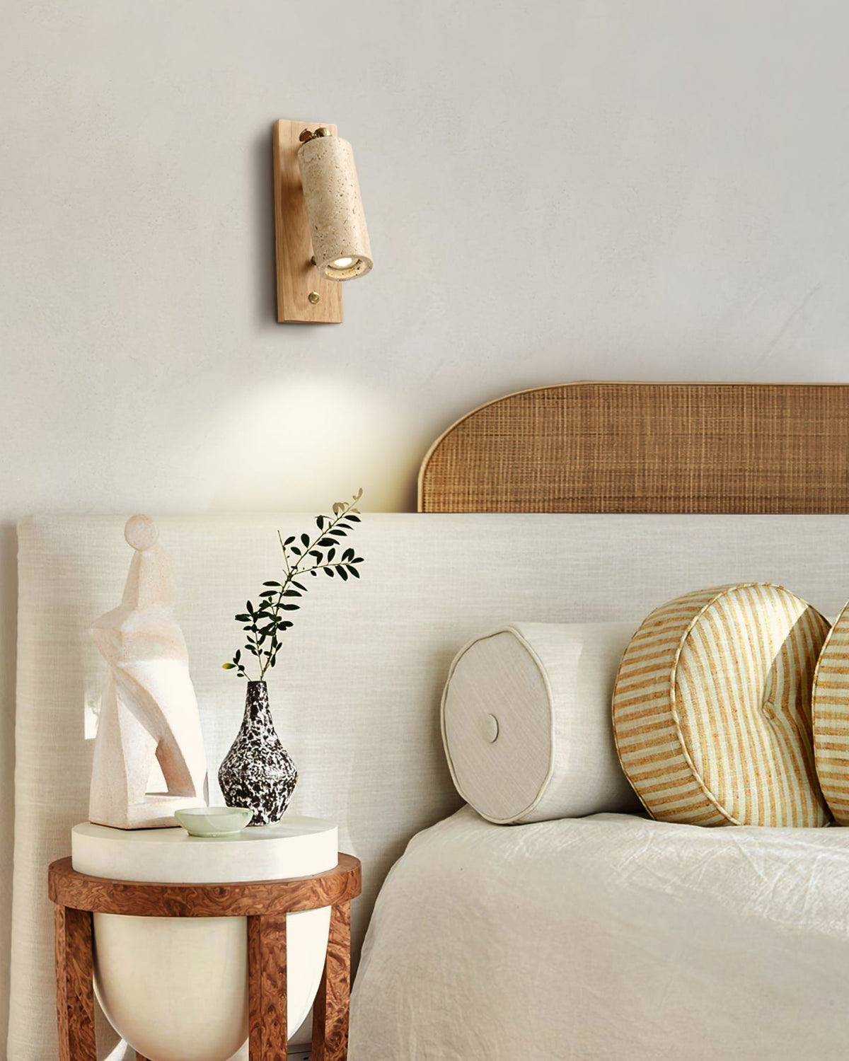 Neptune Wall Lamp Spotlight Yellow Travertine Wood-Neutral Decor