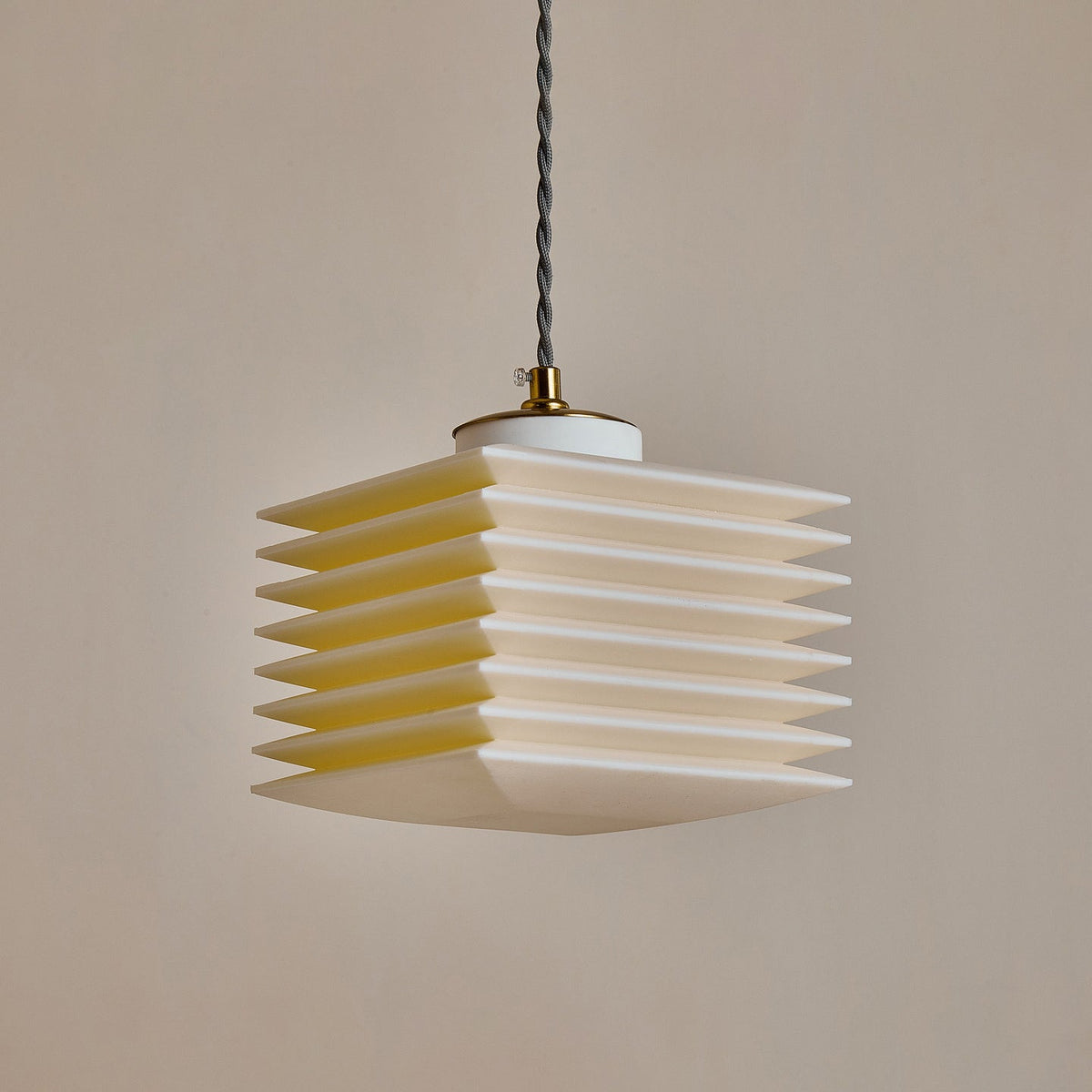 Detail shot of the plastic material and construction of the lamp.
