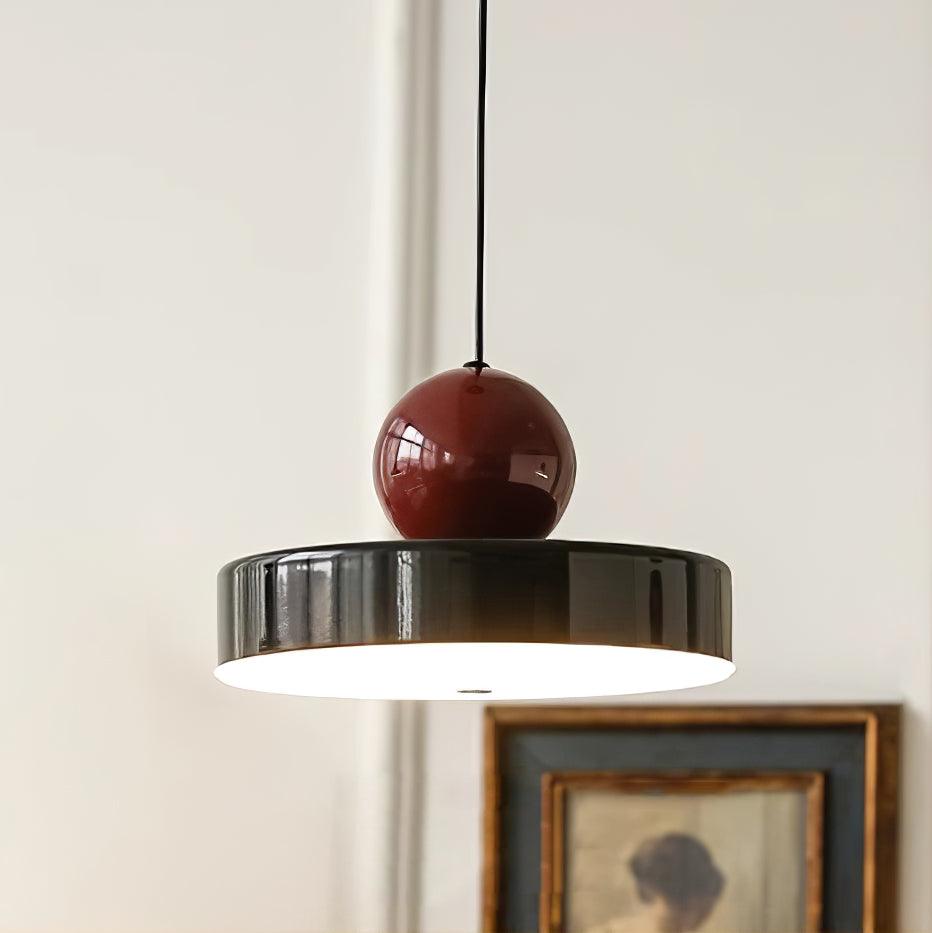 Pendant Lamp Metal Body Red Sphere Shade Modern Retro Accent-Neutral Decor