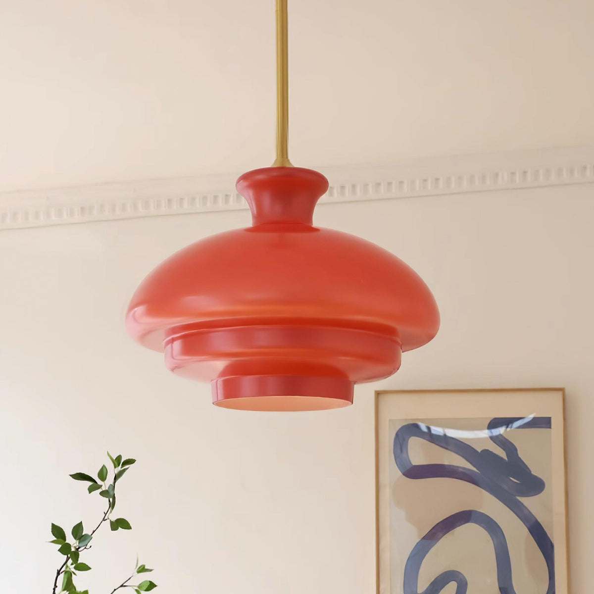 Pendant Lamp Layered Glass Dome Retro Silhouette Warm Ambient Glow-Neutral Decor