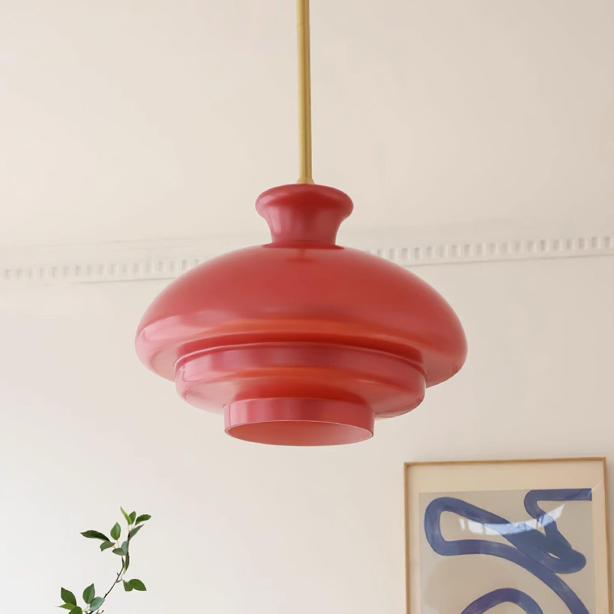 Pendant Lamp Layered Glass Dome Retro Silhouette Warm Ambient Glow-Neutral Decor