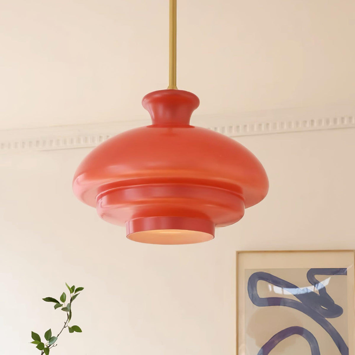 Pendant Lamp Layered Glass Dome Retro Silhouette Warm Ambient Glow-Neutral Decor