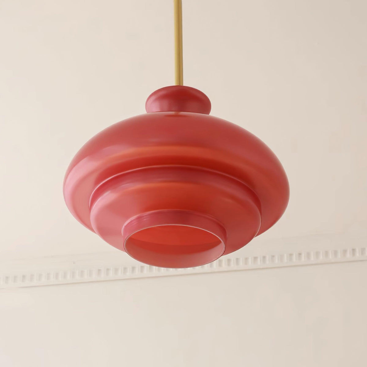 Pendant Lamp Layered Glass Dome Retro Silhouette Warm Ambient Glow-Neutral Decor