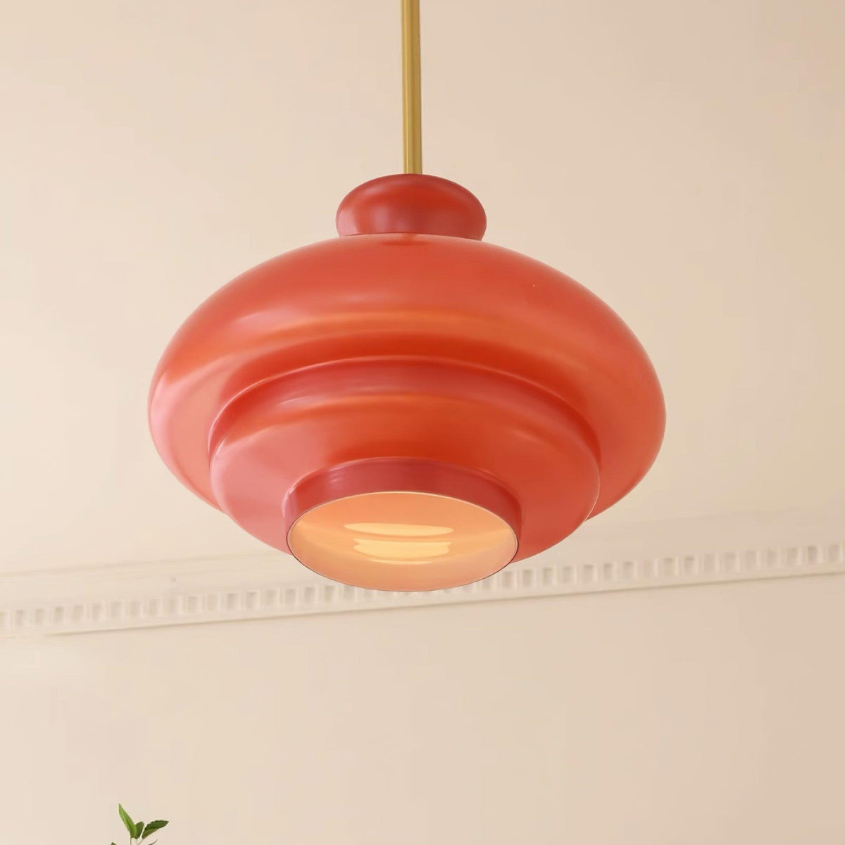 Pendant Lamp Layered Glass Dome Retro Silhouette Warm Ambient Glow-Neutral Decor