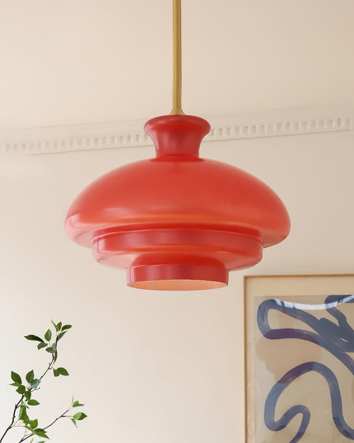 Pendant Lamp Layered Glass Dome Retro Silhouette Warm Ambient Glow-Neutral Decor