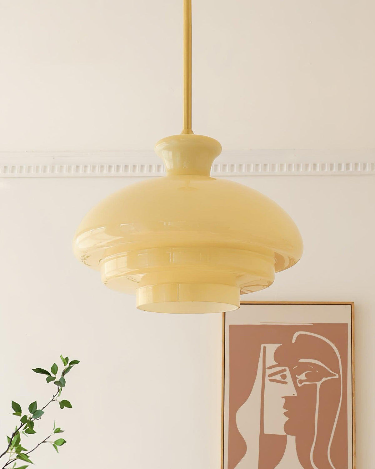 Pendant Lamp Layered Glass Dome Retro Silhouette Warm Ambient Glow-Neutral Decor