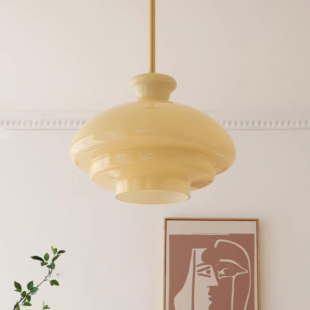 Pendant Lamp Layered Glass Dome Retro Silhouette Warm Ambient Glow-Neutral Decor
