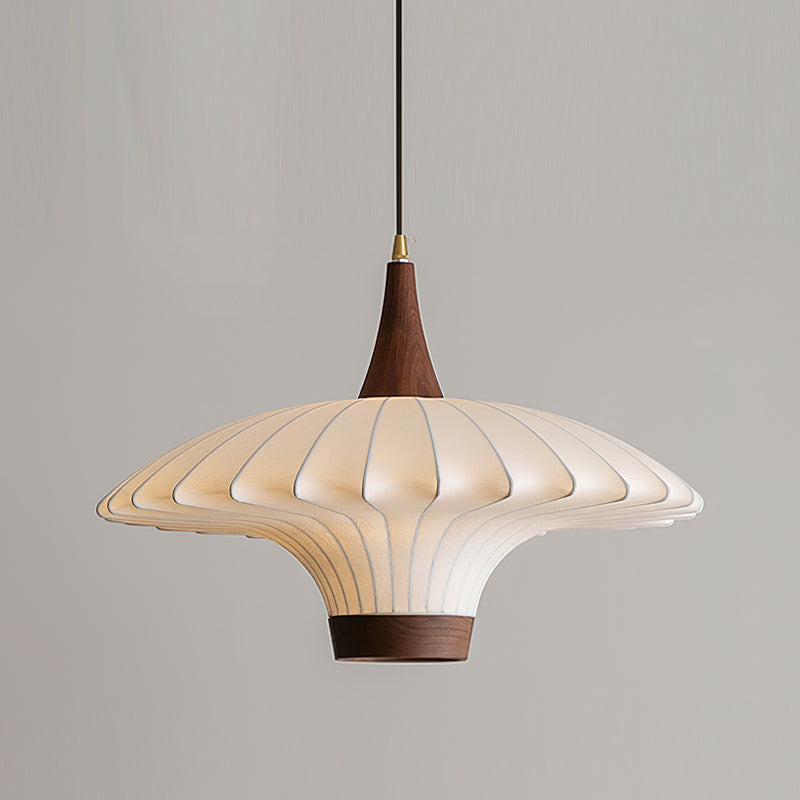 View from below the Parasol Pendant Light, showing the bulb placement.
