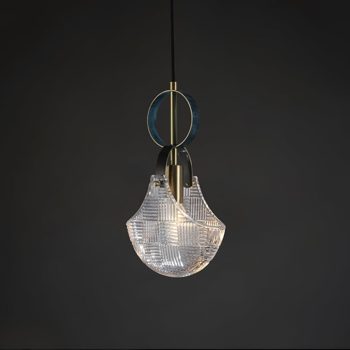 Helevia Suspension Verre Laiton Teal