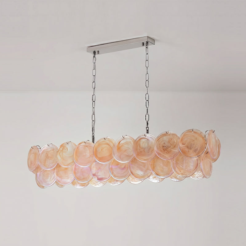 Product dimensions and specifications diagram for the Pavone Linear Chandelier.