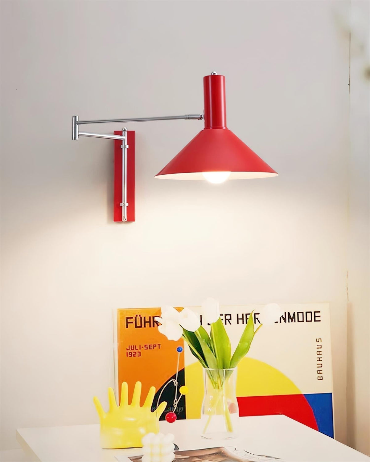 Peak Wall Lamp Adjustable Arm Red Reading-Neutral Decor
