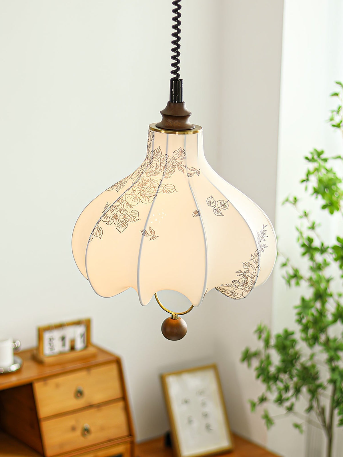 Miruna Suspension Lanterne en Tissu Poire pour Salon