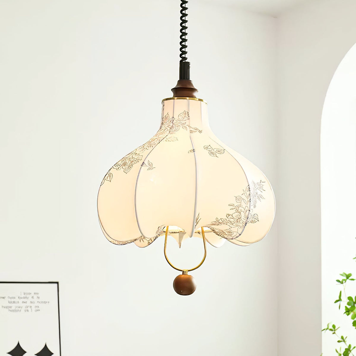 Miruna Suspension Lanterne en Tissu Poire pour Salon