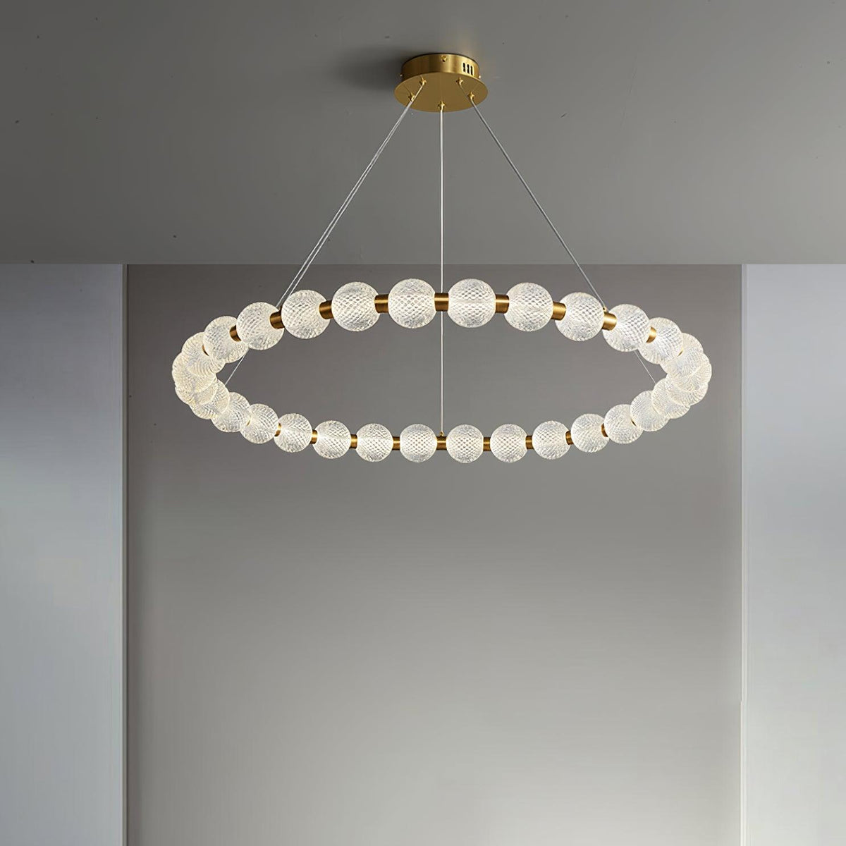 Quineline Lustre Élégant Anneau en Perle Dorée