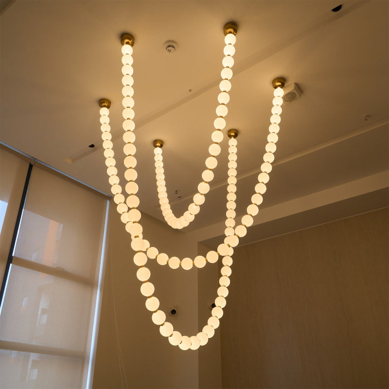 Icarara Lustre Verre Collier De Perles Moderne