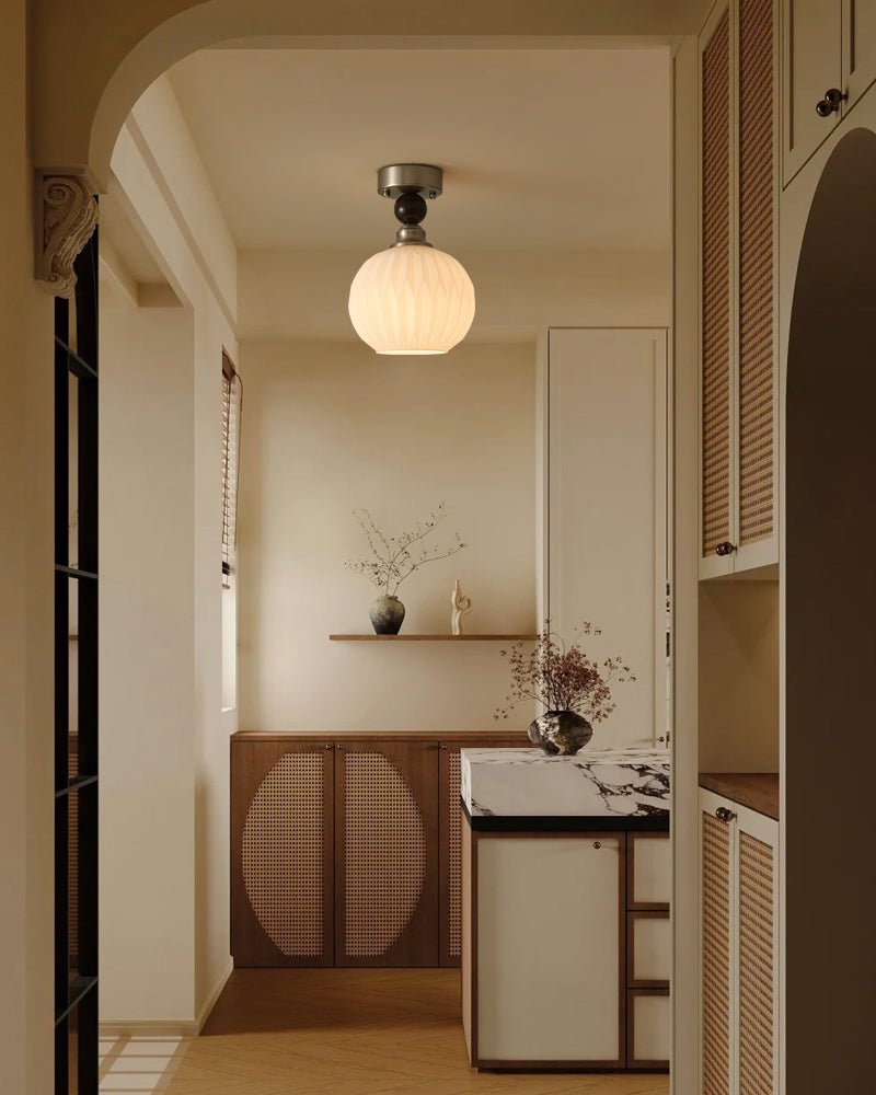 Lorivia Plafonnier en Verre Perle Sphère Minimaliste Moderne