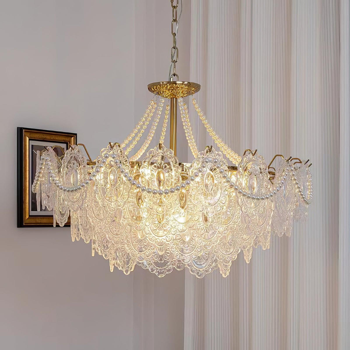 Dovira Lustre en Perles et Verre Luxe