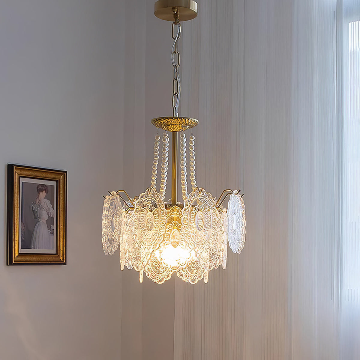 Dovira Lustre en Perles et Verre Luxe