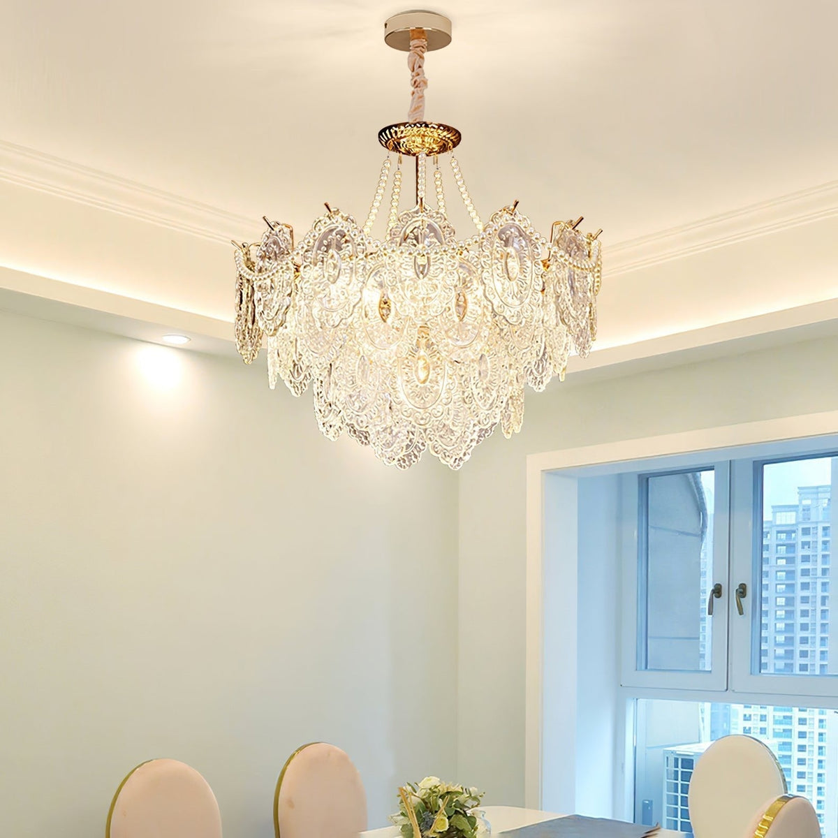 Dovira Lustre en Perles et Verre Luxe