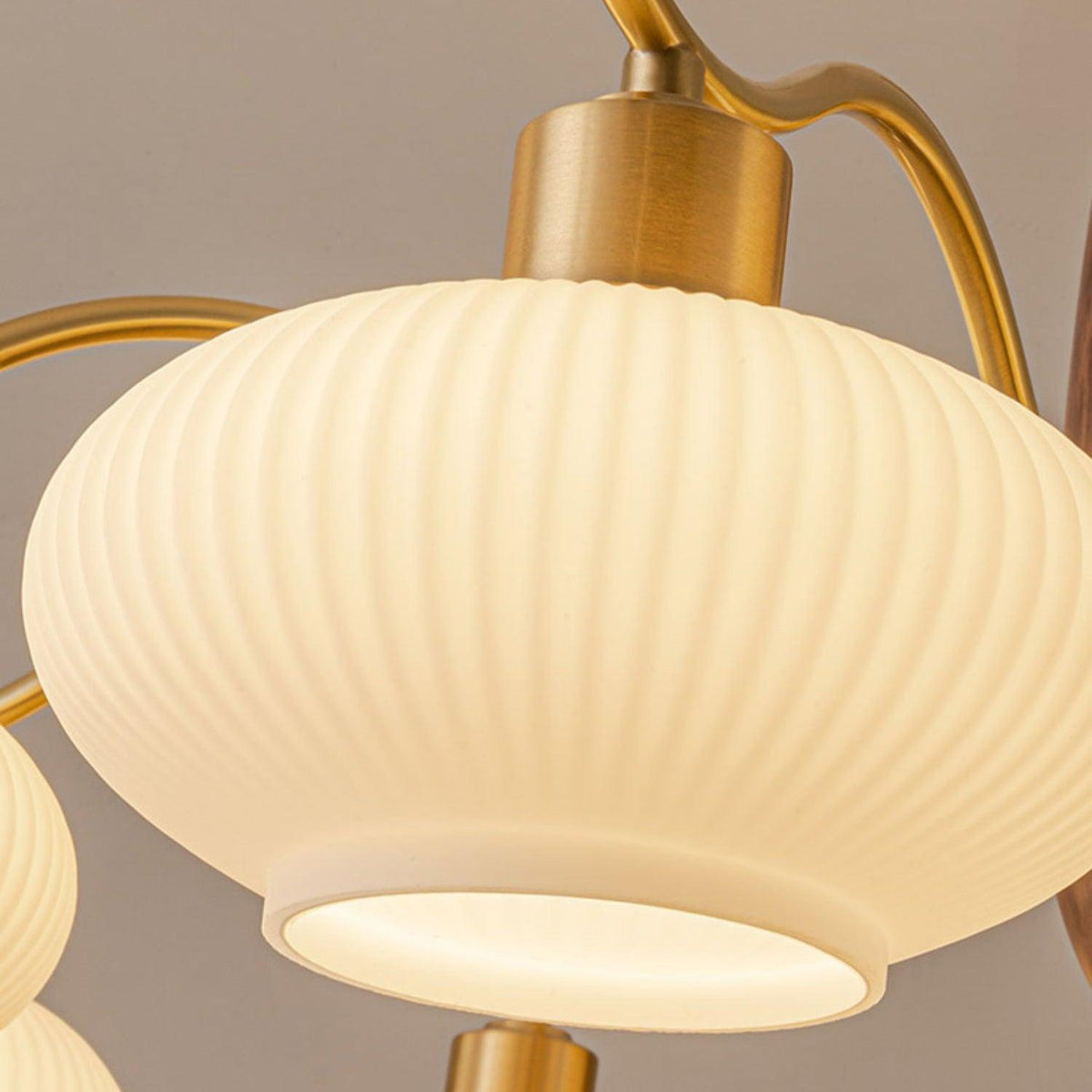 Cavien Brass and Walnut Chandelier-Neutral Decor