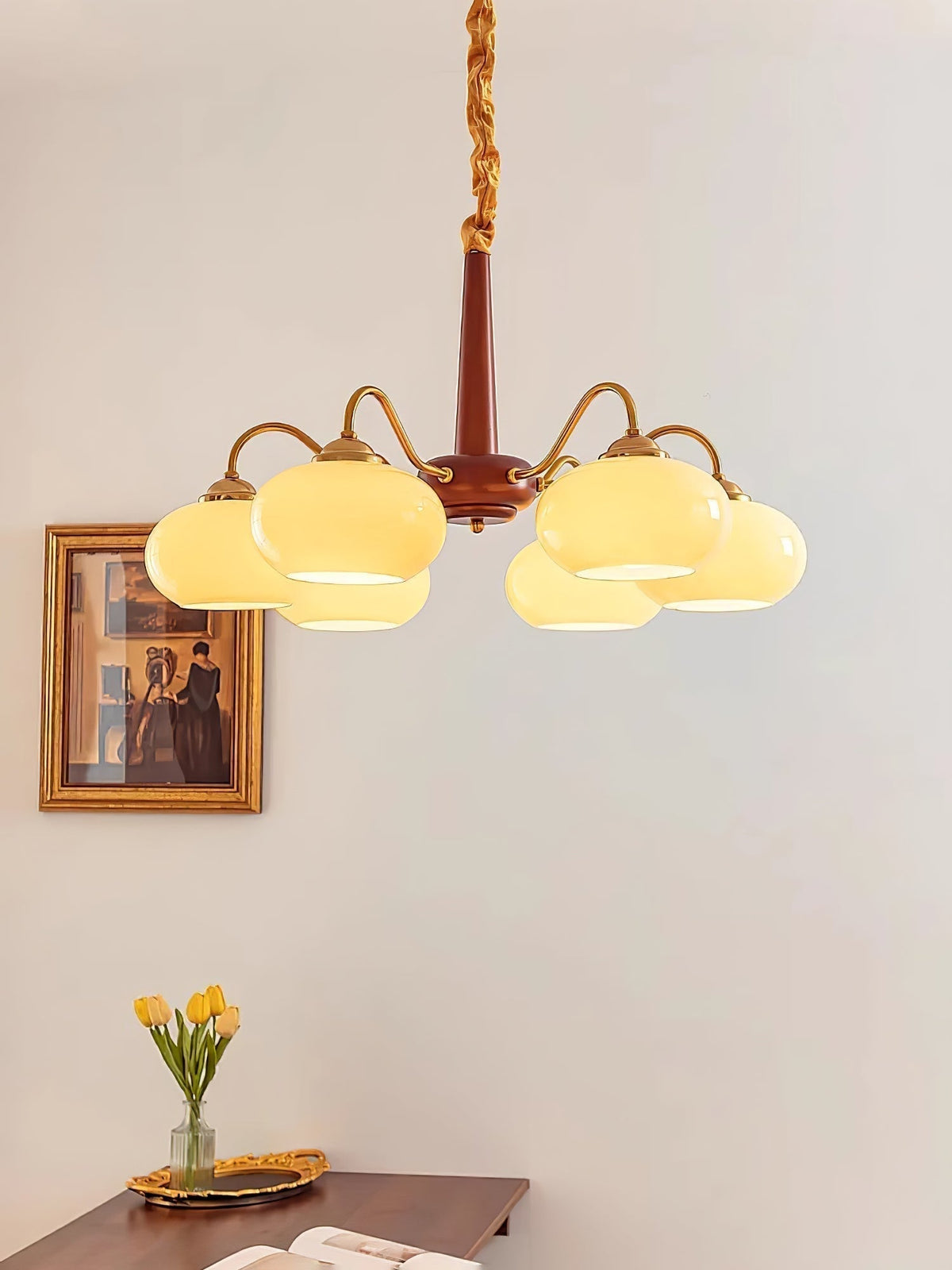 Mavene Suspension Persimmon Laiton et Verre Élégante