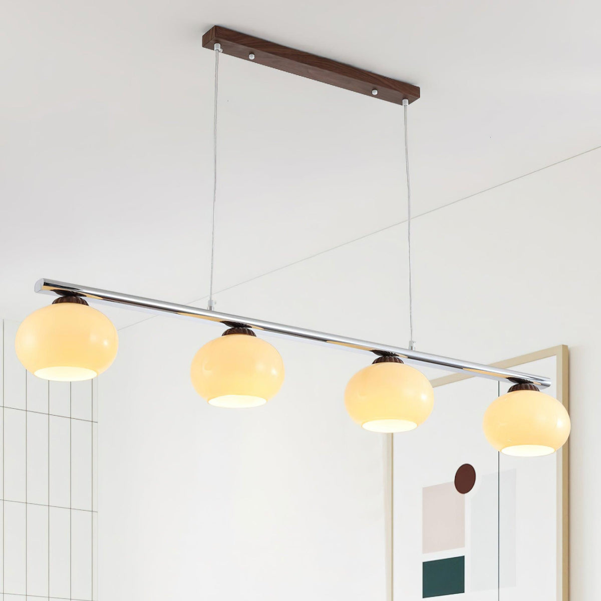 Felessa Lustre Linéaire Verre Kaki Abat-Jour