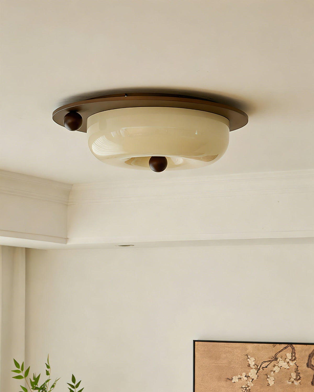 Angled view of the Perth Ceiling Light, highlighting its low-profile design.