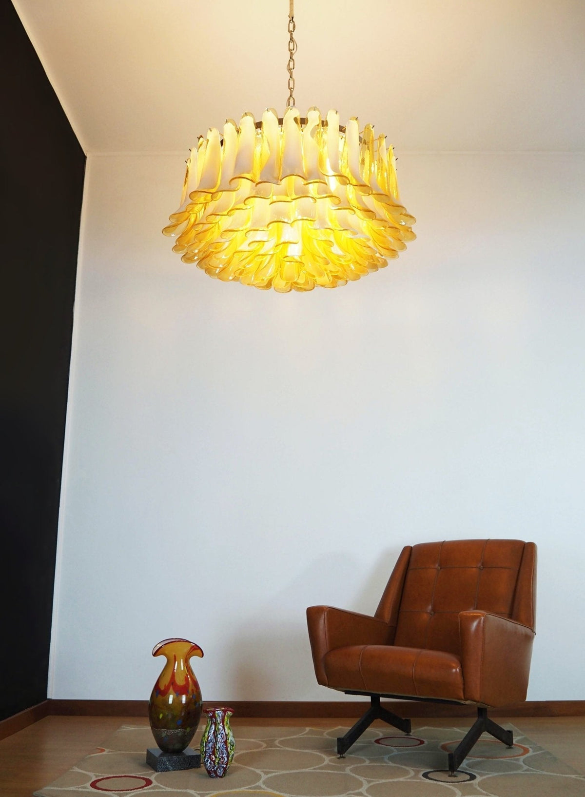 Zeveria Lustre Ambre Verre Murano Pétale Élégant