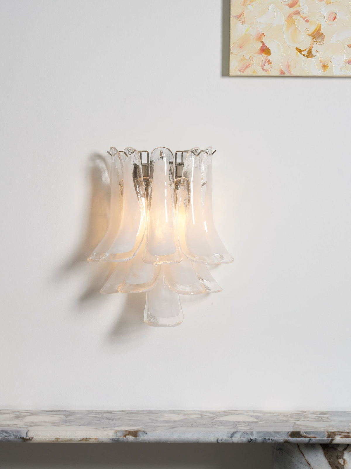 Sala Luminaire Mural Pétale Forme Verre Vintage Artistique