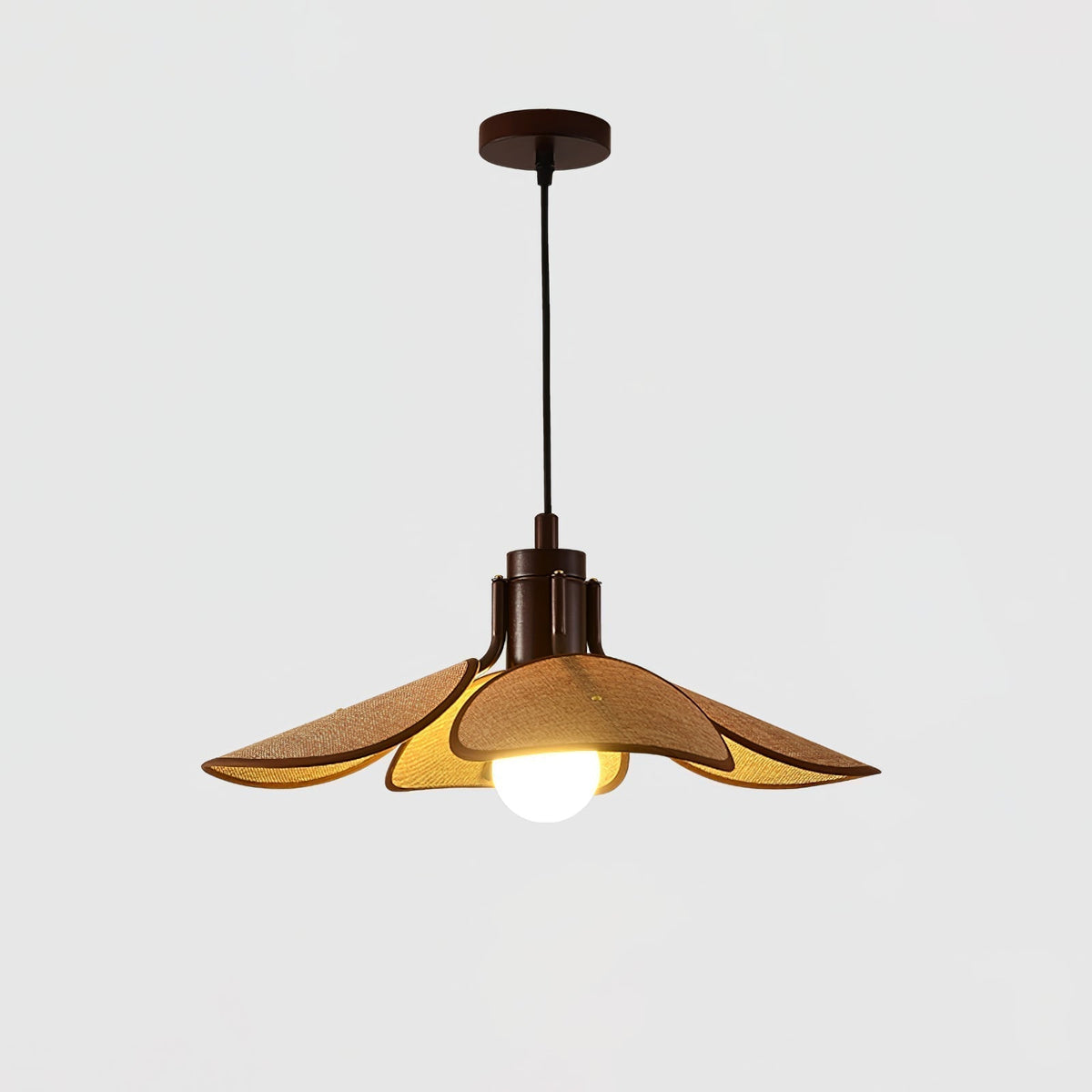 Utalion Traditionnel Pétale Floraison Bois Tissu Pendentif Lumière