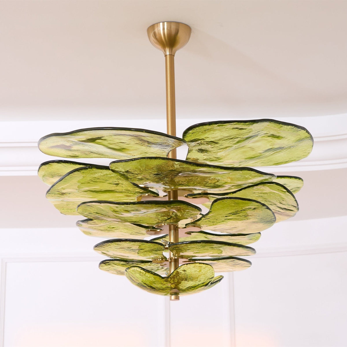 Livenq Lustre Pétale en Verre Murano Doré Luxe-Cielum
