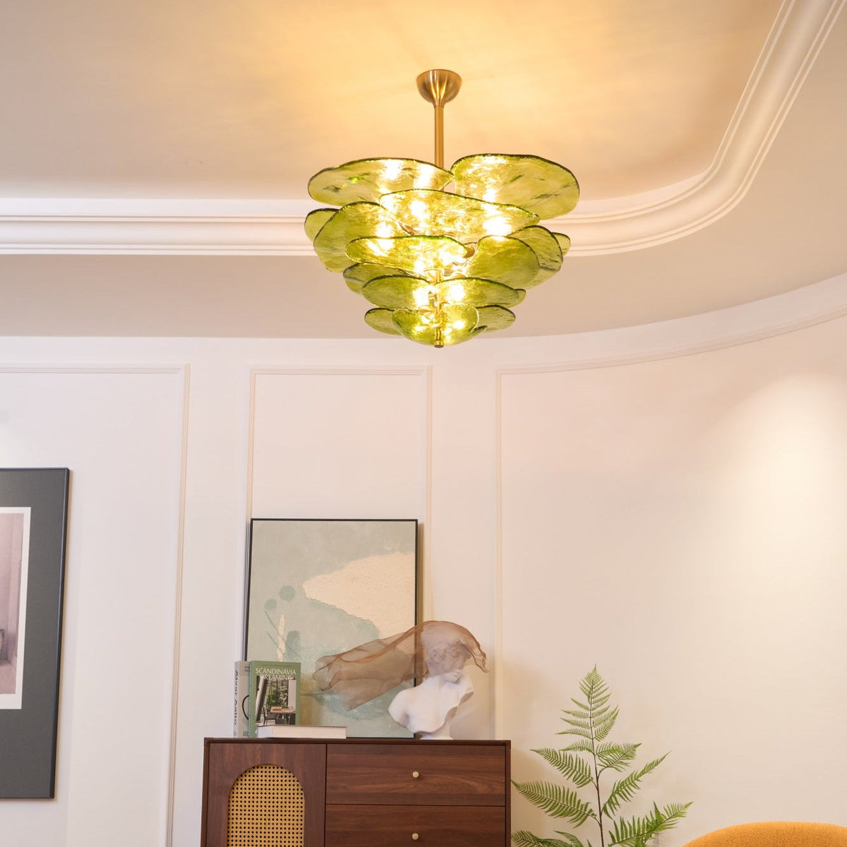 Livenq Lustre Pétale en Verre Murano Doré Luxe-Cielum