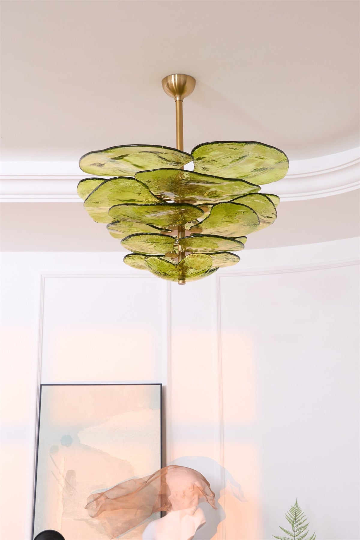 Livenq Lustre Pétale en Verre Murano Doré Luxe-Cielum