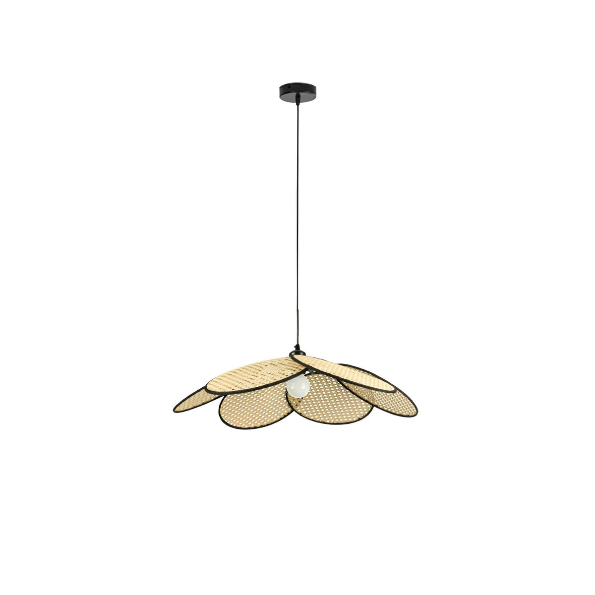 Saliona Premium Élégance Pétales Rotin Tissu Pendentif Lampe