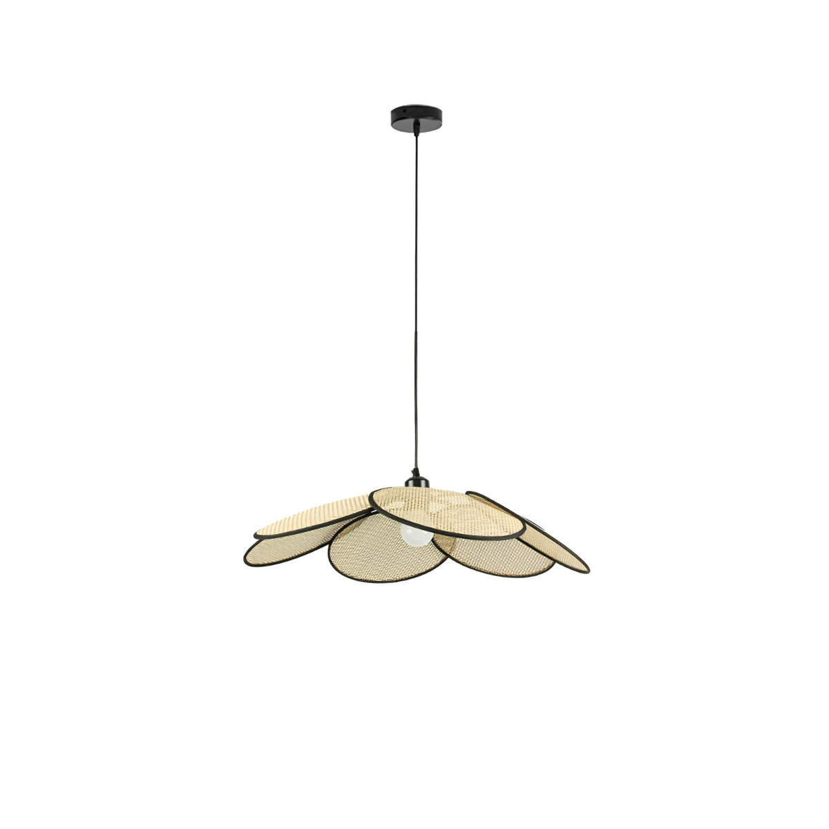 Saliona Premium Élégance Pétales Rotin Tissu Pendentif Lampe