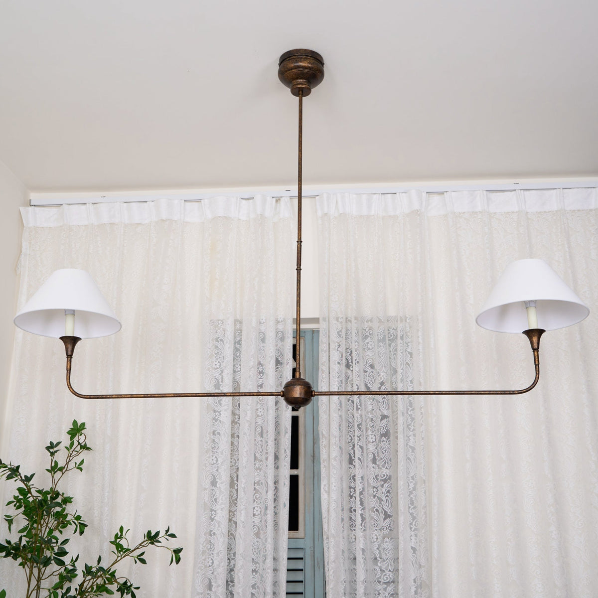 Altven Lustre Linéaire Métal Laiton Antique Tissu Minimaliste Moderne-Cielum