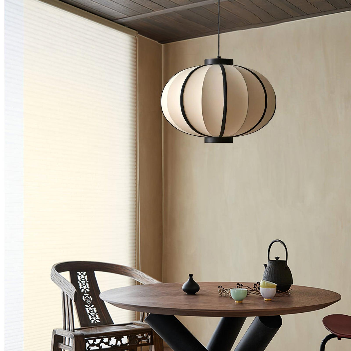 Lumara Pendant Lamp Fabric Lantern Frame Vintage-Neutral Decor