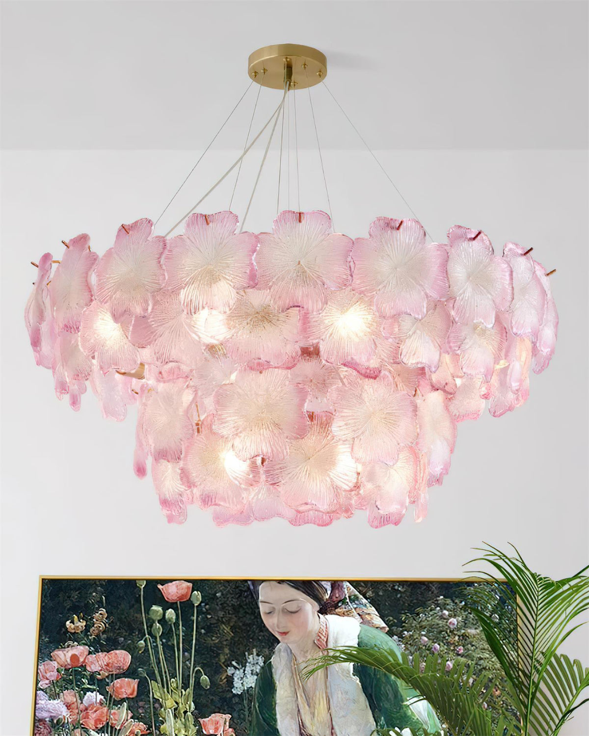 Ophelis Pink Flower Glass Chandelier-Neutral Decor