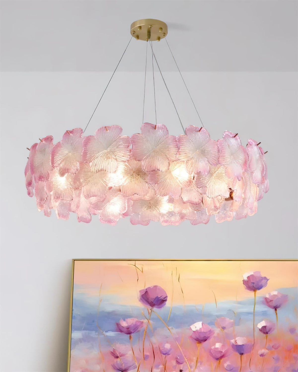 Ophelis Pink Flower Glass Chandelier-Neutral Decor