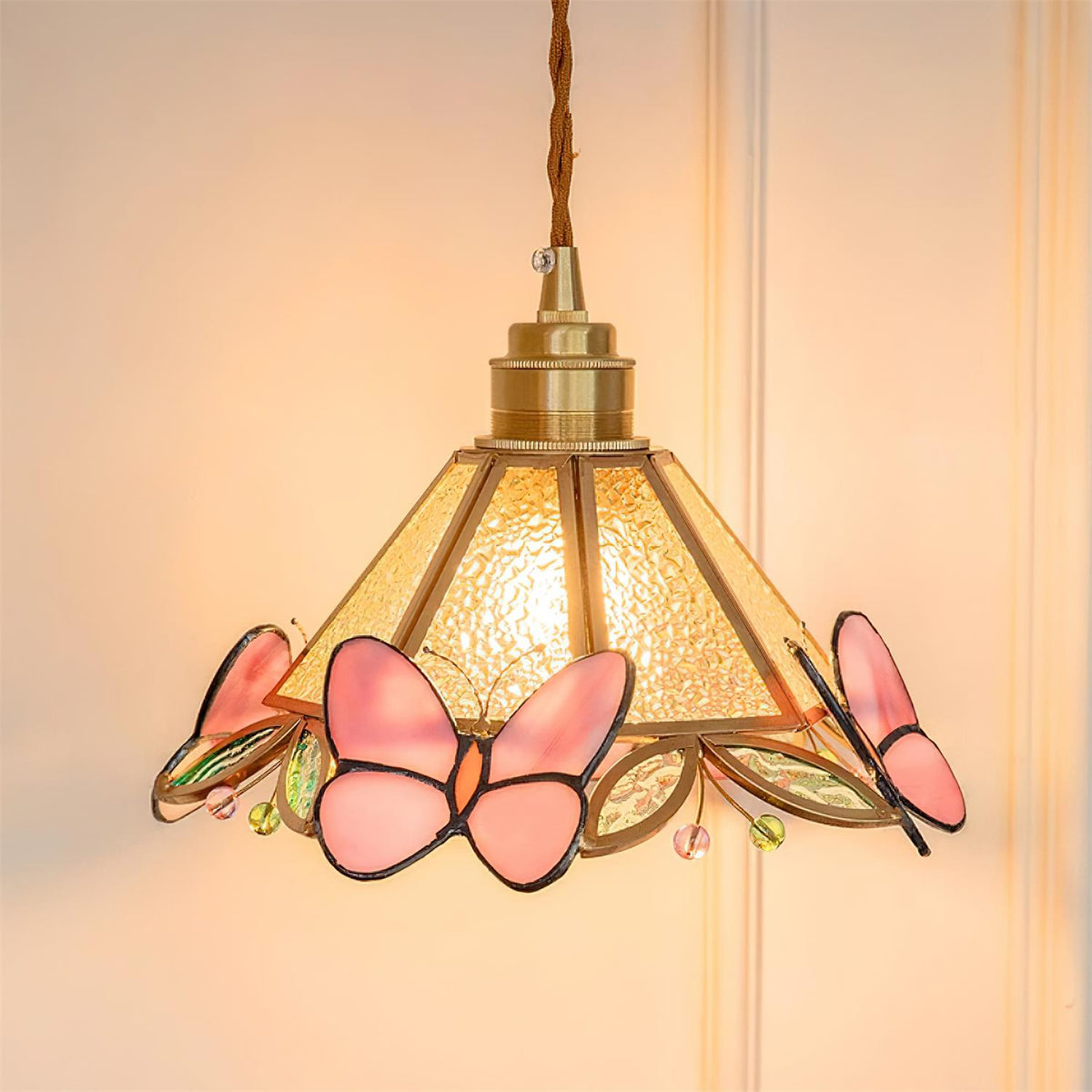 Tiffany Butterfly Stained GlassPendant Light-Neutral Decor