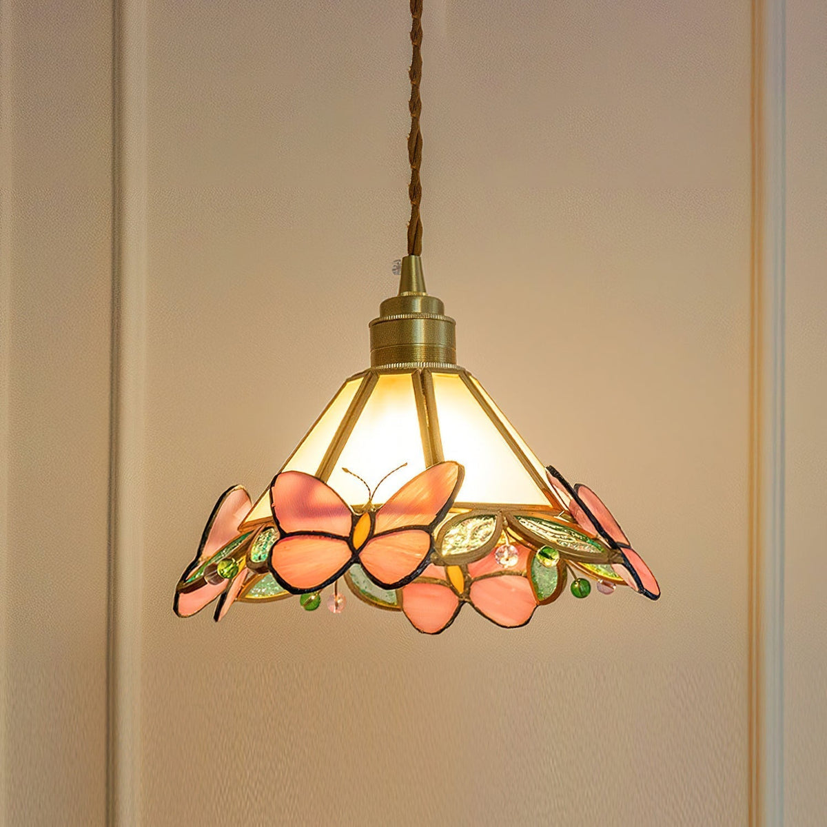 Tiffany Butterfly Stained GlassPendant Light-Neutral Decor