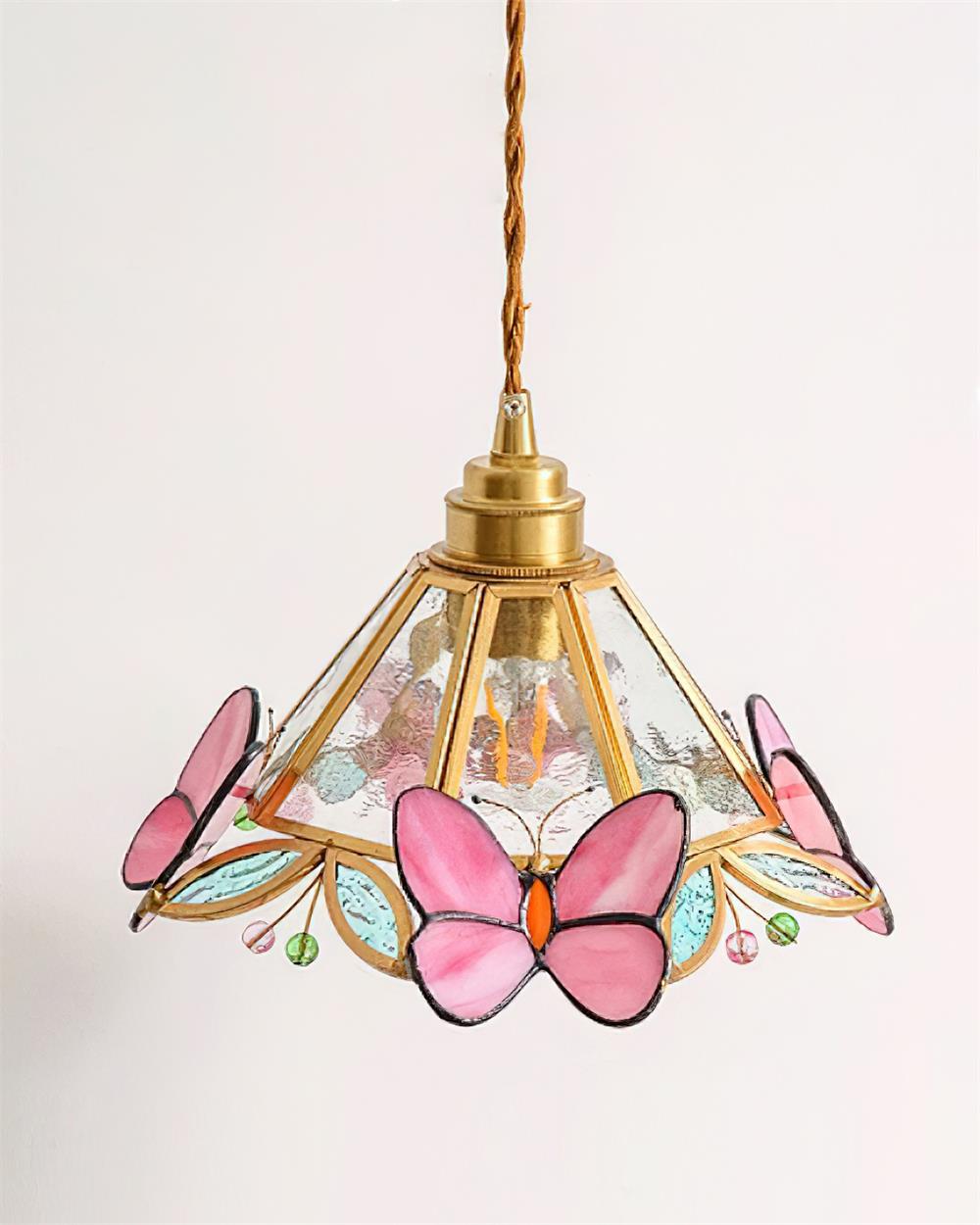 Tiffany Butterfly Stained GlassPendant Light-Neutral Decor