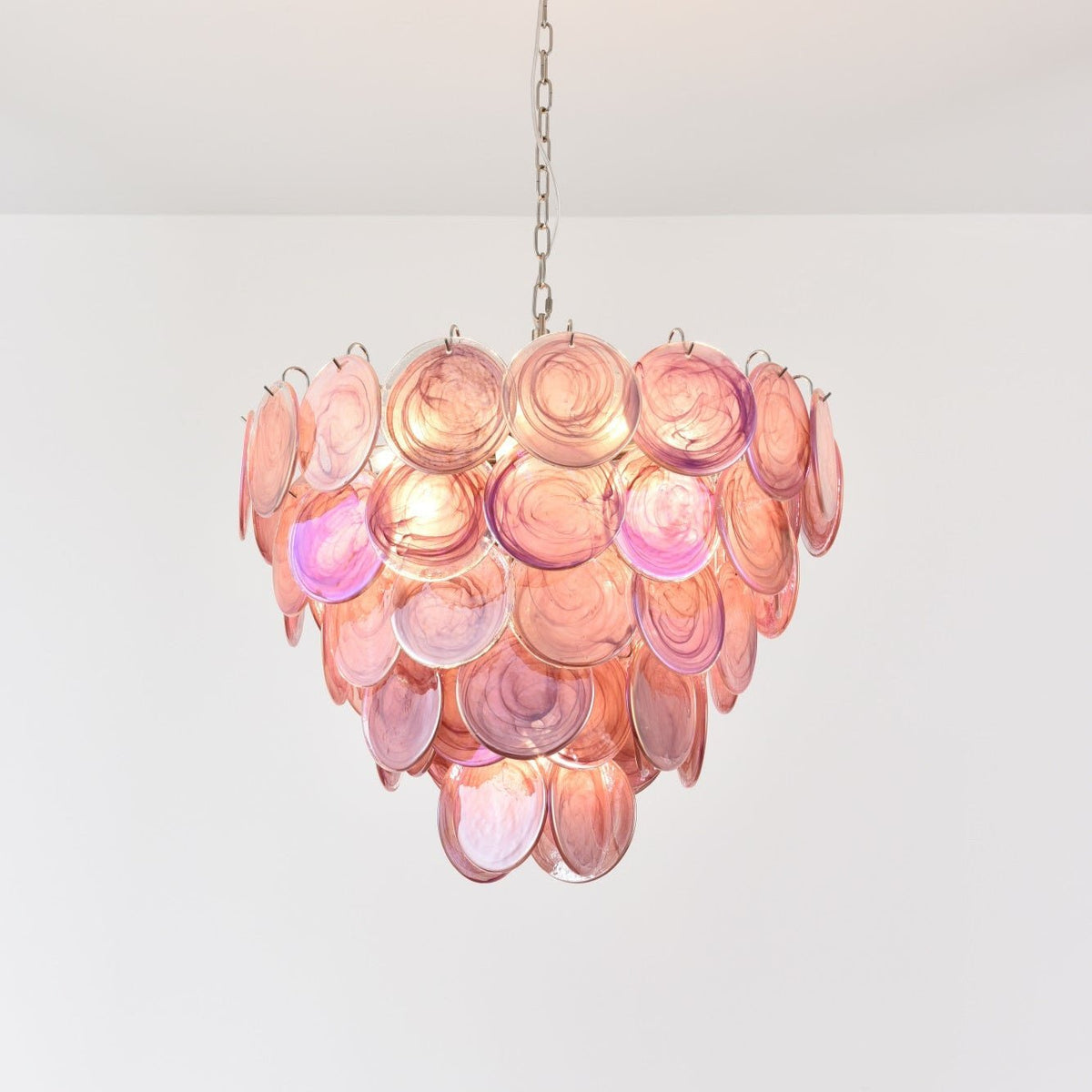 Veyreya Lustre Rose Disque Murano Superposé