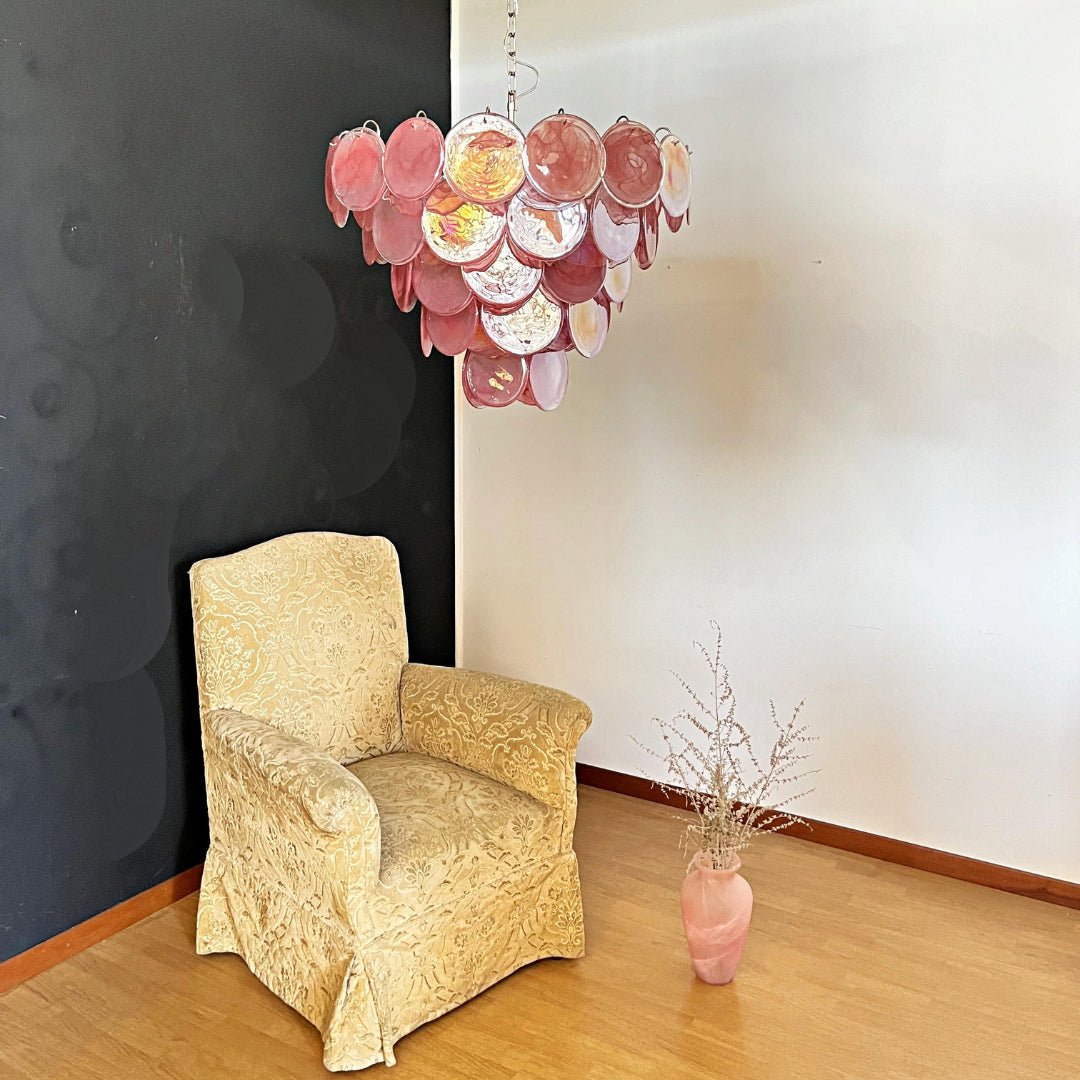 Veyreya Lustre Rose Disque Murano Superposé