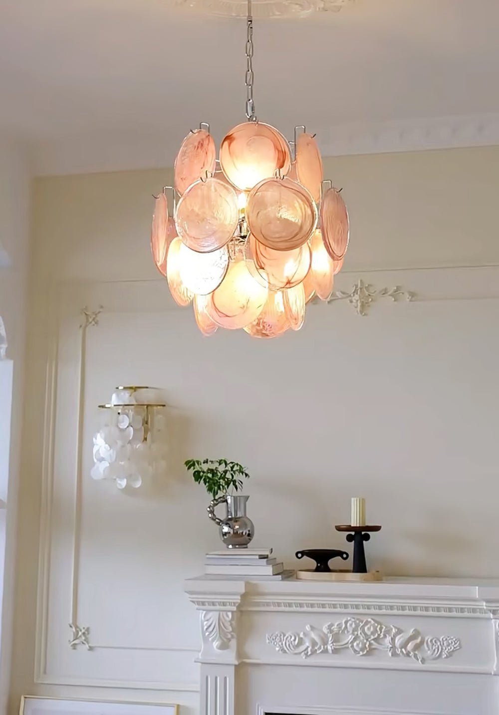 Nivine Lustre en Verre de Murano Rose Vintage